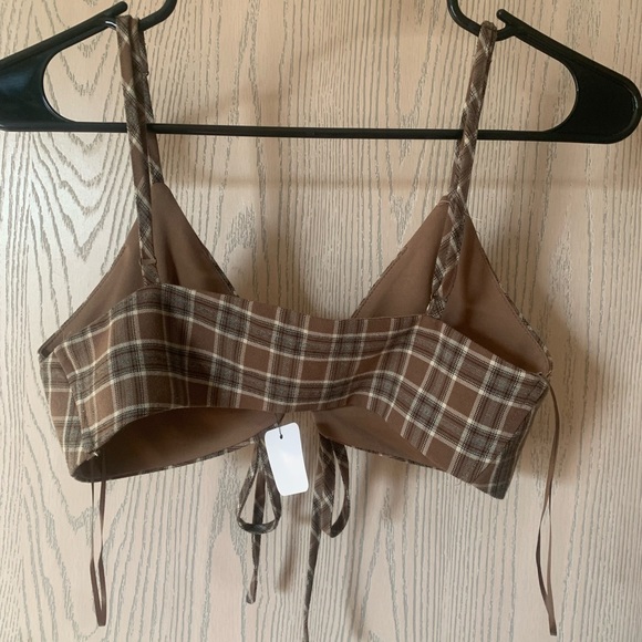NWT 2 piece set Bustier and plaid oversized shirt - Picture 4 of 5